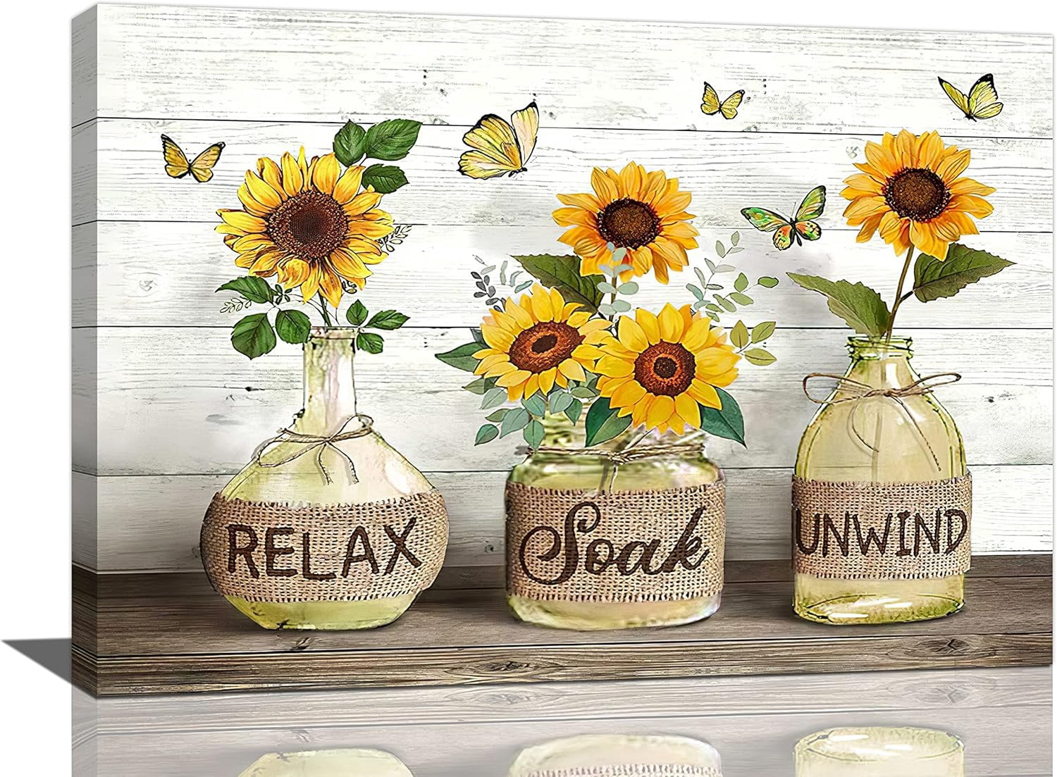 Farmhouse Bathroom Decor Wall Art Rustic White Daisy Flower Bathroom ...
