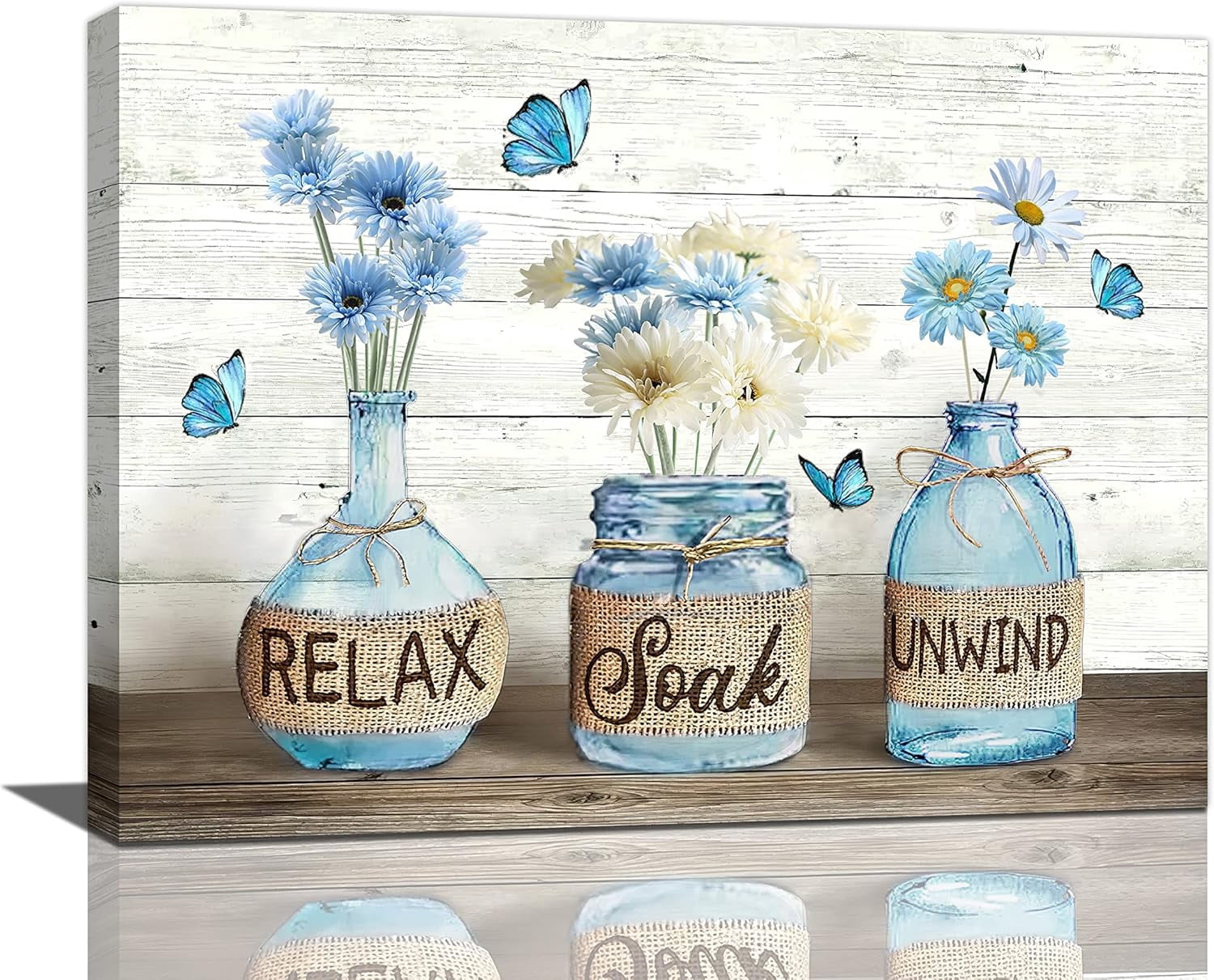 Farmhouse Bathroom Decor Wall Art Rustic White Daisy Flower Bathroom ...