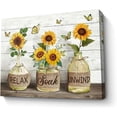 thumbnail image 1 of Farmhouse Bathroom Decor Wall Art Sunflower in Mason Jar Theme Picture Framed Modern Artwork For Living Room Bedroom Office Home 12x16 In, 1 of 6