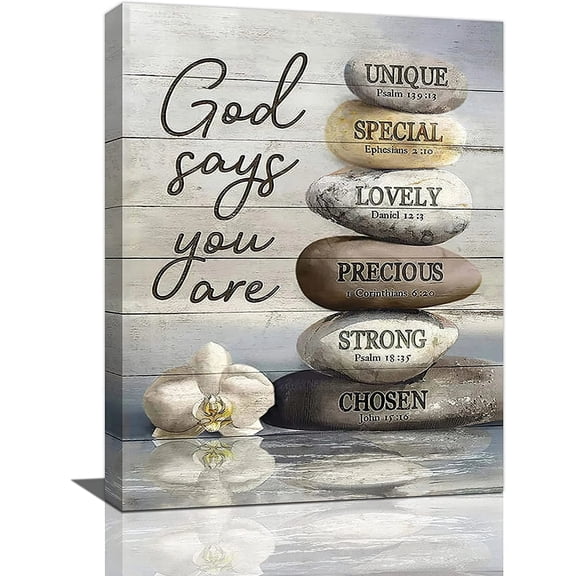 Farmhouse Bathroom Decor Wall Art Zen Stone Bathroom Pictures for Wall Spiritual Meditation Painting Bible Verse Canvas Prints Artwork Framed Home Decorations for Bedroom Living Room Office 12"x16"