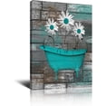 thumbnail image 1 of Farmhouse Bathroom Decor Wall Teal Daisy Quotes Pictures Toilet Art Turquoise Artwork Framed Modern Home Wall Decor For Bathroom Rustic Wall Art Canvas Prints 12x16 Inch, 1 of 6