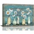 thumbnail image 1 of Farmhouse Bathroom Floral Wall Art Rustic Daisy Hummingbird Teal Pictures Wall Decor Country Daisy Flowers Canvas Prints Painting Modern Home Framed Artwork for Bedroom Bathroom Living Room 16"x12", 1 of 6