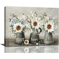thumbnail image 1 of Farmhouse Bathroom Flower Wall Art Rustic Bathroom Floral Wall Decor Just Have Faith Canvas Print Painting Pictures Artwork Home Decorations for Bedroom Living Room Kitchen 16"x12", 1 of 6