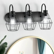 Farmhouse Bathroom Light Fixture 3-Light Vanity Light Wall Sconce Light Industrial Wall Mount Sconce for Mirror Cabinet Dressing Table