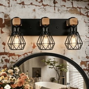 Farmhouse Bathroom Light Fixture 3-Light Vanity Wall Sconce Light Industrial Wall Mount Sconce for Mirror Cabinet Dressing Table
