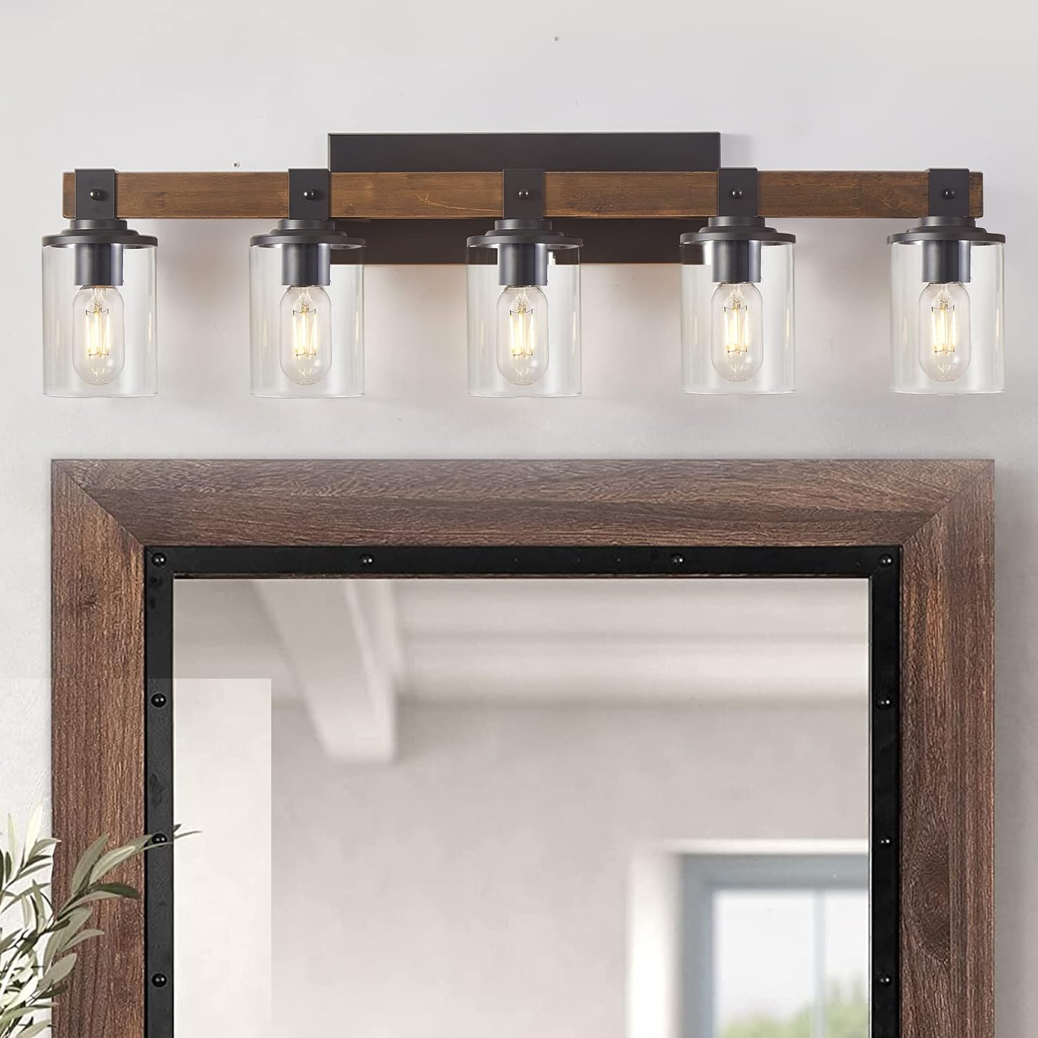 Farmhouse Bathroom Lights Over Mirror,6Light Rustic Vanity Light