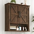 thumbnail image 1 of Farmhouse Wall Medicine Cabinets with 2 Barn Doors,Wood Bathroom Storage Cabinet with Roman Column Decor, Farmhouse Storage Cabinets with Adjustable Shelf & Door Cabinets, Rustic Brown, 1 of 7