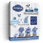 Farmhouse Bathroom Wall Art Decor Rustic Flower and Butterfly Bathroom Pictures Canvas Print Framed Artwork Country Bathroom Decor Wall Art Soak Relax Unwind Wa