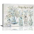 thumbnail image 1 of Farmhouse Bathroom Wall Art - Hummingbird & Floral Mason Jar Canvas Print, Inspirational Quotes Framed Artwork for Living Room, Bedroom & Bathroom, 1 of 7
