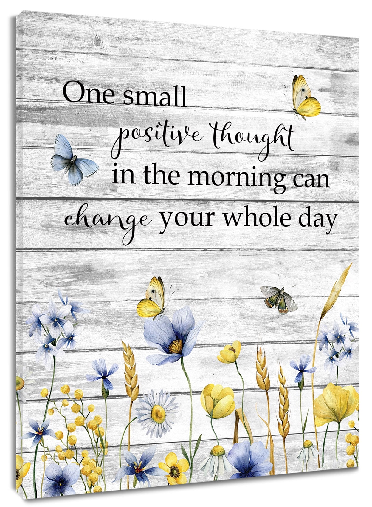 Farmhouse Bathroom Wall Art Inspirational Quotes Floral Wheat Ears  Butterfly Pictures on Rustic Wood Board Canvas Wall Art Framed Plant Print  Home Decoration for Living Room Bedroom,12x16inch - Walmart.com, image size:1248x1700