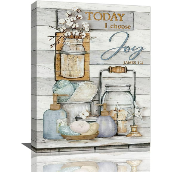 Farmhouse Bathroom Wall Art Rustic Country Bathroom Pictures Wall Decor Vintage Bathroom Canvas Print Painting Framed Modern Home Bathroom Decorations Artwork For Toilet Restroom 12"x16"