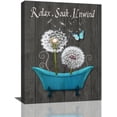 thumbnail image 1 of Farmhouse Bathroom Wall Art Rustic Dandelion Butterfly Bathroom Pictures Wall Decor Country Teal Bathtub Bathroom Wall Decor Relax Soak Unwind Bathroom Signs Canvas Painting Modern Home Artwork Framed, 1 of 6