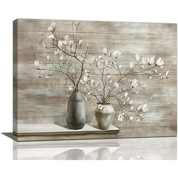 Farmhouse Bathroom Wall Art Rustic Flower Pictures Wall Decor Country Bathroom Canvas Prints Paintings Framed Artwork Home Office Decorations For Kitchen Living Room Bedroom 16"x12"