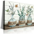 thumbnail image 1 of Farmhouse Bathroom Wall Art Rustic Green Botanical Bathroom Canvas Wall Decor Bathroom Relax Soak Unwind Painting Print Eucalyptus Butterfly Bathroom Picture Artwork Decor(12x16in), 1 of 6