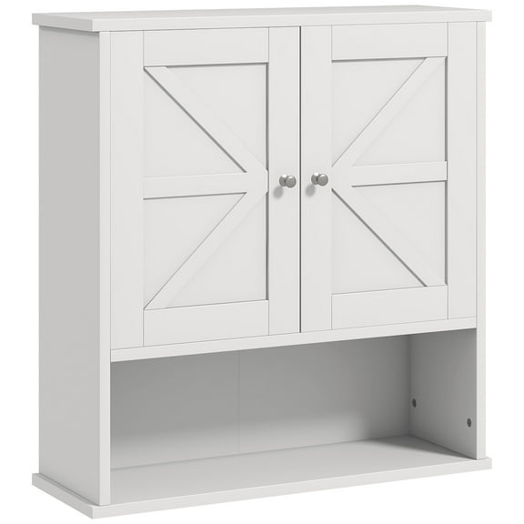 Farmhouse Bathroom Wall Cabinet with Adjustable Shelf - 22.75" White Wall Mounted Medicine Cabinet for Bathroom & Laundry Room Storage