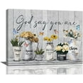 thumbnail image 1 of Farmhouse Bathroom Wall Decor Rustic Country Flower Floral Bathroom Pictures Wall Art God Says You Are Canvas Print Painting Framed Home Artwork For Bedroom Kitchen Office 16"x12", 1 of 6