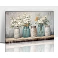 thumbnail image 1 of Farmhouse Bathroom Wall Decor - Rustic Floral Wall Art, White Flower Picture Artwork for Walls, Country Canvas Print for Bedroom Living Room Office Wall Decor 12x18 Inches, 1 of 6