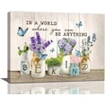 thumbnail image 1 of Farmhouse Bathroom Wall Decor Rustic Lavender Butterfly Wall Art Motivational Canvas Print Country Painting Artwork For Bathroom Kitchen Bedroom Office Ready To Hang Framed 16"x12", 1 of 6