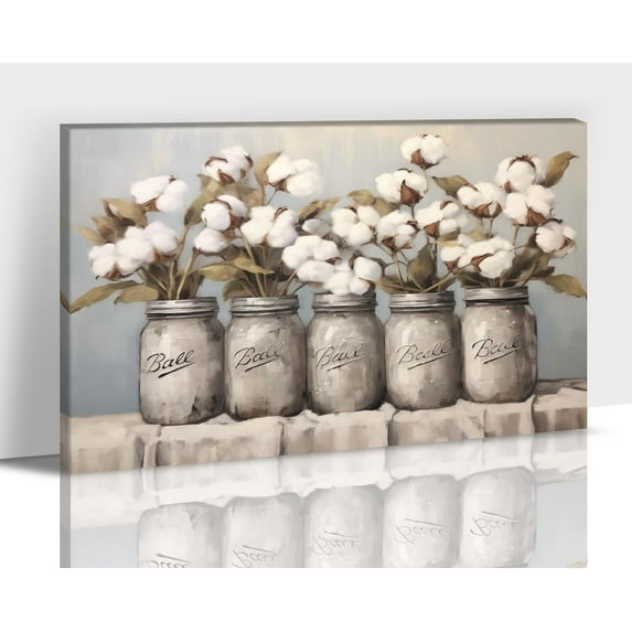 Farmhouse Bathroom Wall Decor - Rustic Wall Art, Cotton Picture Artwork for Walls, Country Canvas Print for Bedroom Living Room Office Wall Decor 12x18 Inches