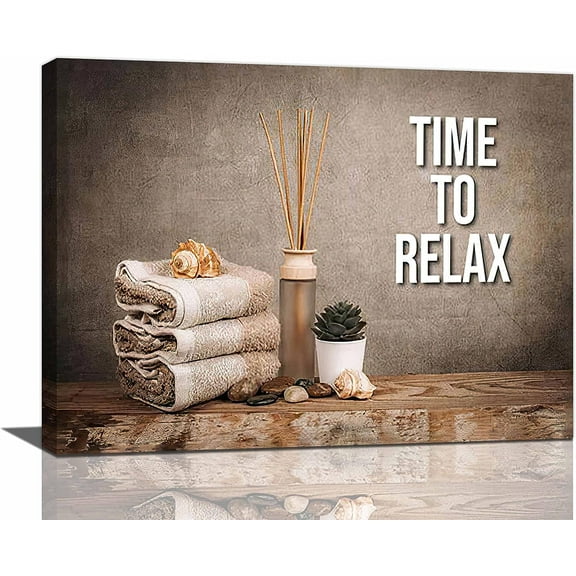 Farmhouse Bathroom Wall Decor Vintage Bathroom Pictures for Wall Rustic Bathroom Decor Wall Art Bathroom Stone Shell Relax Canvas Prints Country Painting Modern Framed Home Decor 16"x12"