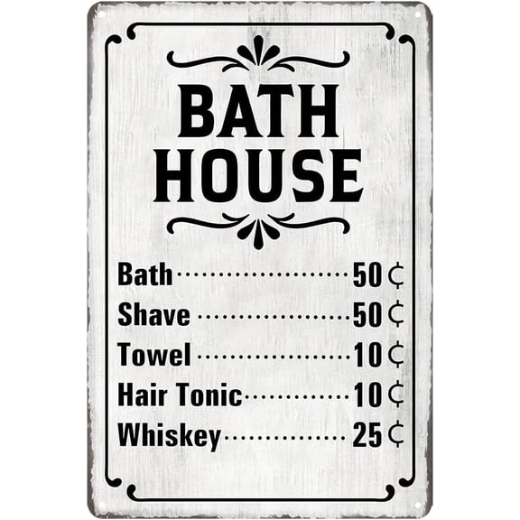 Farmhouse Bathroom Wall Decor Vintage Rustic Bathroom Decor Wall Art Style Bath House Price List Tin Signs Metal Antique Bathhouse Gift 8x12 Inch