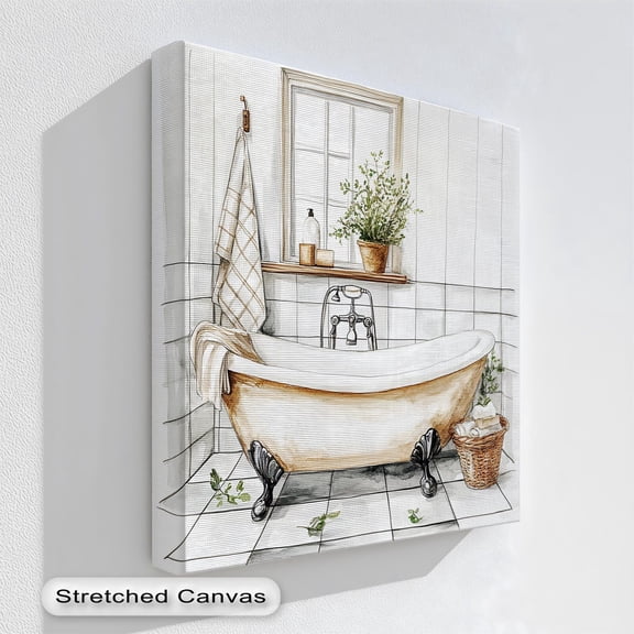 Farmhouse Bathtub Art Vintage Clawfoot Tub Rustic Bathroom Wall Art