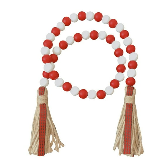 Farmhouse Beads Wood Bead Garland with Tassels(1Pack) , Xmas Rustic Farmhouse Decor for Farmhouse Tiered Tray Farmhouse Wall Decor