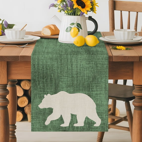 Dc Runner Farmhouse Bear Silhouette Table Runner 70 Inches Long, Non-Slip Kitchen ...