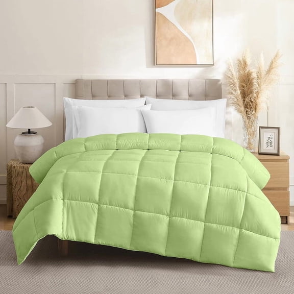 Farmhouse Bedding 100 % Pima Cotton 1 Pieces Comforter ( 1200 Thread Count ) - 500 GSM Solid Box Pattern Quilt - (King/Cal King, Sage Green)