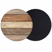 Farmhouse Beige Brown Coasters Set of 2, Absorbent Coasters for Drinks, Vintage Wooden Striped Coaster for Desk Coffee Table Protection, Home Decor House Warming Gifts 4"