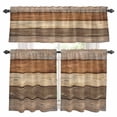 thumbnail image 1 of Farmhouse Beige Brown Kitchen Curtains Sets for Windows 36 Inch Length, Vintage Wooden Striped Rod Pocket Window Treatments Tier Curtains and Valances Set for Bedroom/Bathroom, 1 of 8