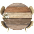 thumbnail image 1 of Farmhouse Beige Brown Round Tablecloth, Fitted Table Cover with Elastic for 45"-54" Round Tables, Vintage Wooden Striped Table Cloth Outdoor Indoor Dinning Party Waterproof Tablecloths, 1 of 7