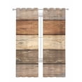 thumbnail image 1 of Farmhouse Beige Brown Sheer Curtains 84 Inch Length 2 Panels Set for Living Room/Bedroom, Vintage Wooden Striped Kitchen Curtains Grommet Semi-Sheer Curtains Drapes Voile Window Treatments 42"x84"x2, 1 of 7