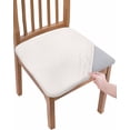 thumbnail image 1 of Farmhouse Beige White Striped Chair Seat Covers for Dining Room Stretch Chair Seat Covers Set of 2, Modern Stripes Chair Seat Protector Cushion Slipcovers for Kitchen Restaurant Office, 1 of 6