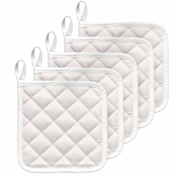 Farmhouse Beige White Striped Pot Holders for Kitchen Heatproof Potholder, 5 Pack Modern Stripes Hot Pads Multipurpose Oven Pads Cloth Potholders Trivet for Cooking Baking