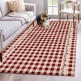 thumbnail image 1 of Farmhouse Berry Washable Area Rug 4 x 6 ft Red Buffalo Plaid American Country Rustic, Soft Non Slip Rugs Stain Repellent Indoor Felt Carpet for Living Dining Room Bedroom Home Office, 1 of 9