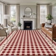 thumbnail image 1 of Farmhouse Berry Washable Area Rug 8 x 10 ft Red Buffalo Plaid American Country Rustic, Soft Non Slip Rugs Stain Repellent Indoor Felt Carpet for Living Dining Room Bedroom Home Office, 1 of 9