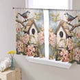 thumbnail image 1 of Farmhouse Birdhouse, Semi Sheer Curtains 45 Inch Length 2 Panels Set, Vintage Spring Flower Plant Leaves Sheer Kitchen Curtain Privacy Voile Window Curtain for Living Room Bedroom Rod Pocket Drapes, 1 of 7