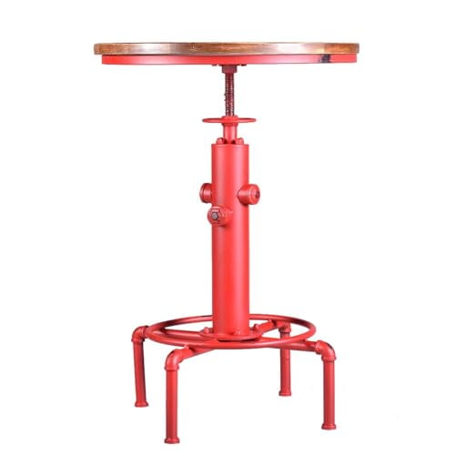 Farmhouse Bistro Table 32-38inch Height Adjustable  Bar Table for Kitchen Living Room Vintage Display Stand in Hallway with Swivel Round Wooden Tabletop