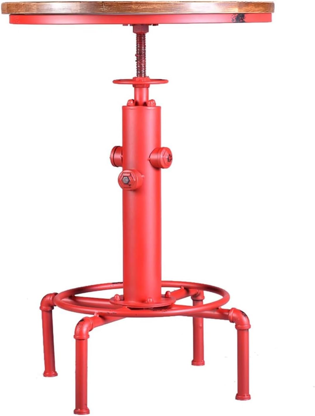 Industrial Adjustable Height Bistro Table - 32.3"-36.2" Swivel Pub Table With Fire Hydrant Base