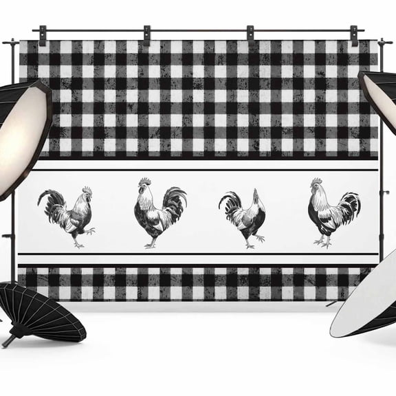 Farmhouse Black Plaid Backdrop for Photoshoot,Photography Photo Studio Background Wall Backdrop,Vintage Country Cock Checkered Back Drop Banner Panel for Portraits Wedding Party Live Streaming 7x5Ft