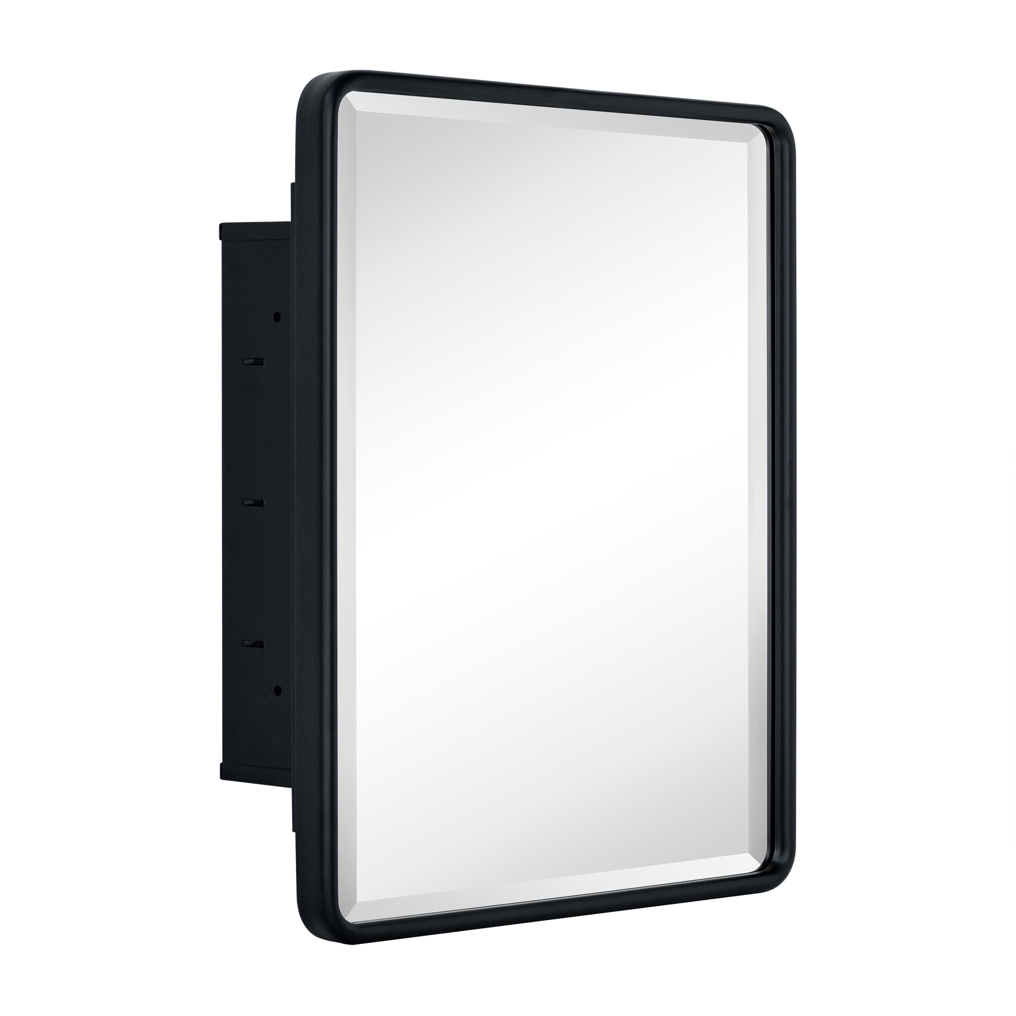 Black Metal Recessed Bathroom Medicine Cabinet with Mirror