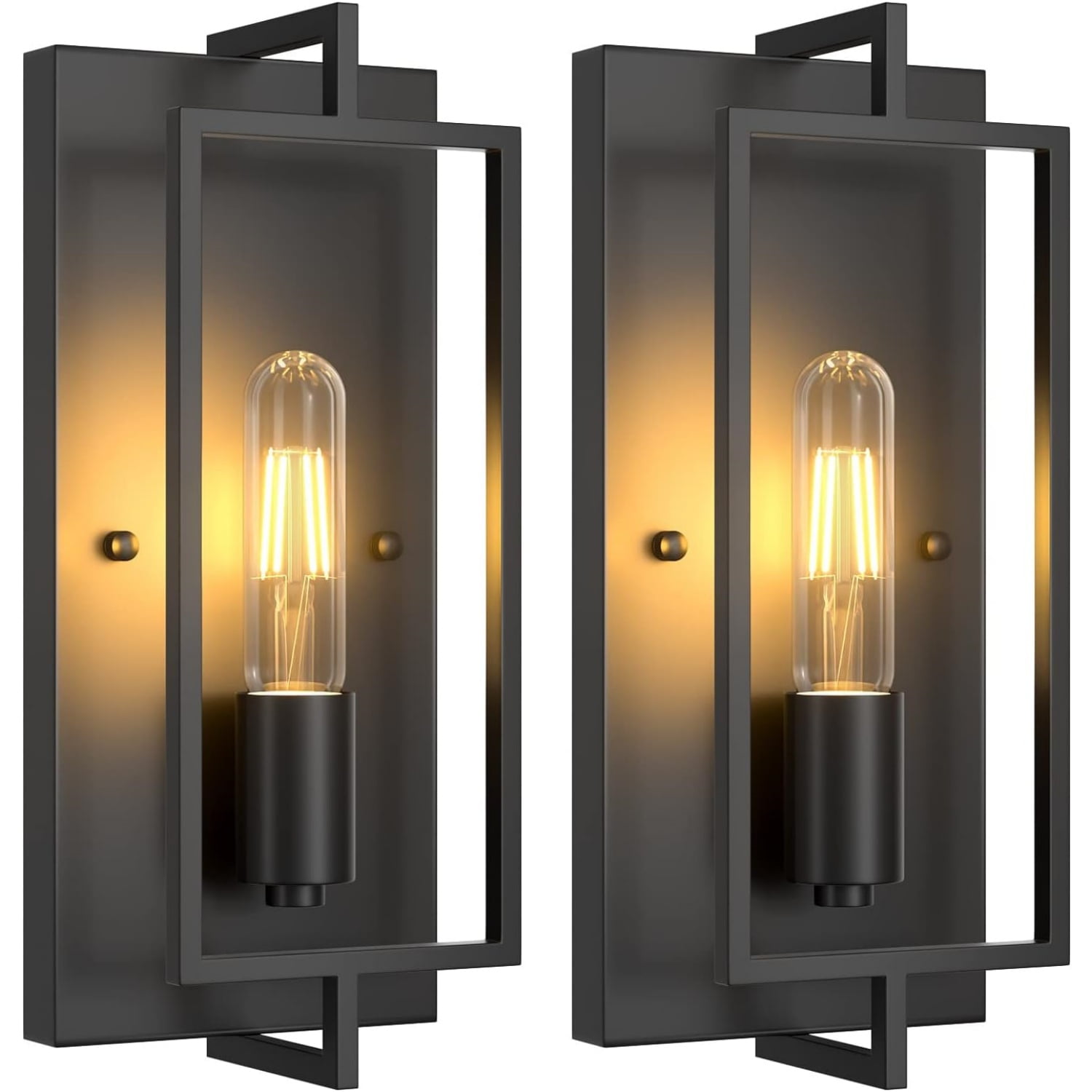 Farmhouse Black Wall Sconces, Vintage Wall Sconces Lighting Set of 2, Indoor Rustic Hardwired Wall Decor for Living Room Bedroom Hallway