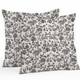 thumbnail image 1 of Farmhouse Black Waterproof Outdoor Throw Pillow Covers 16''x16'' Pack 2, Pillow Cases Throw Cushion Cover with Zipper, Vintage Flower Leaf Botanical Plant Washable Pillowcase for Poolside Sofa, 1 of 9
