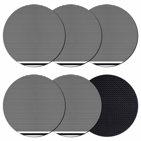 Farmhouse Black White Striped Coasters Set of 6, Modern Stripes Absorbent Coasters for Drinks, Coaster for Bar Office Dining Coffee Table Accessories Decor, Non Slip Round Desk Coaster