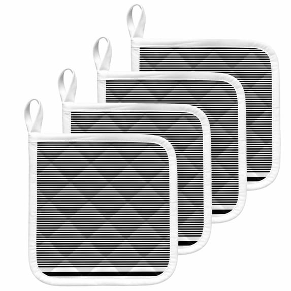 Farmhouse Black White Striped Pot Holders for Kitchen Heatproof Potholder, 4 Pack Modern Stripes Hot Pads Multipurpose Oven Pads Cloth Potholders Trivet for Cooking and Baking