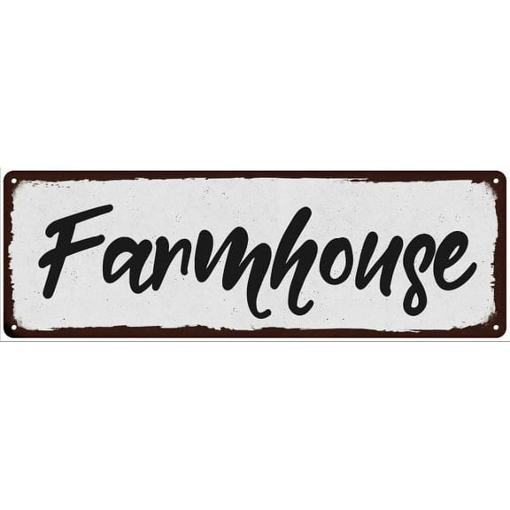 Farmhouse Black on White Shabby Chic Metal Sign 6x18 Room Decor 206180049026