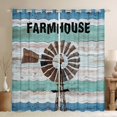 thumbnail image 1 of Farmhouse 30%-50% Blackout Curtains Teens Rustic Windmill Curtains & Drapes 52Wx63L, Woodland Cabin Curtains Tribal Southern Cross Window Curtains Rustic Room Decor - Teal Blue, 1 of 6