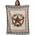 thumbnail image 1 of Farmhouse Blanket Soft Cozy Warm Throw Blanket for Couch, Plush Fuzzy Flannel Fleece Blankets for Sofa, Country Star Berry Plaid Lodge Grey Brown Bed Blankets Lightweight Gifts for Women, 40"x60", 1 of 9