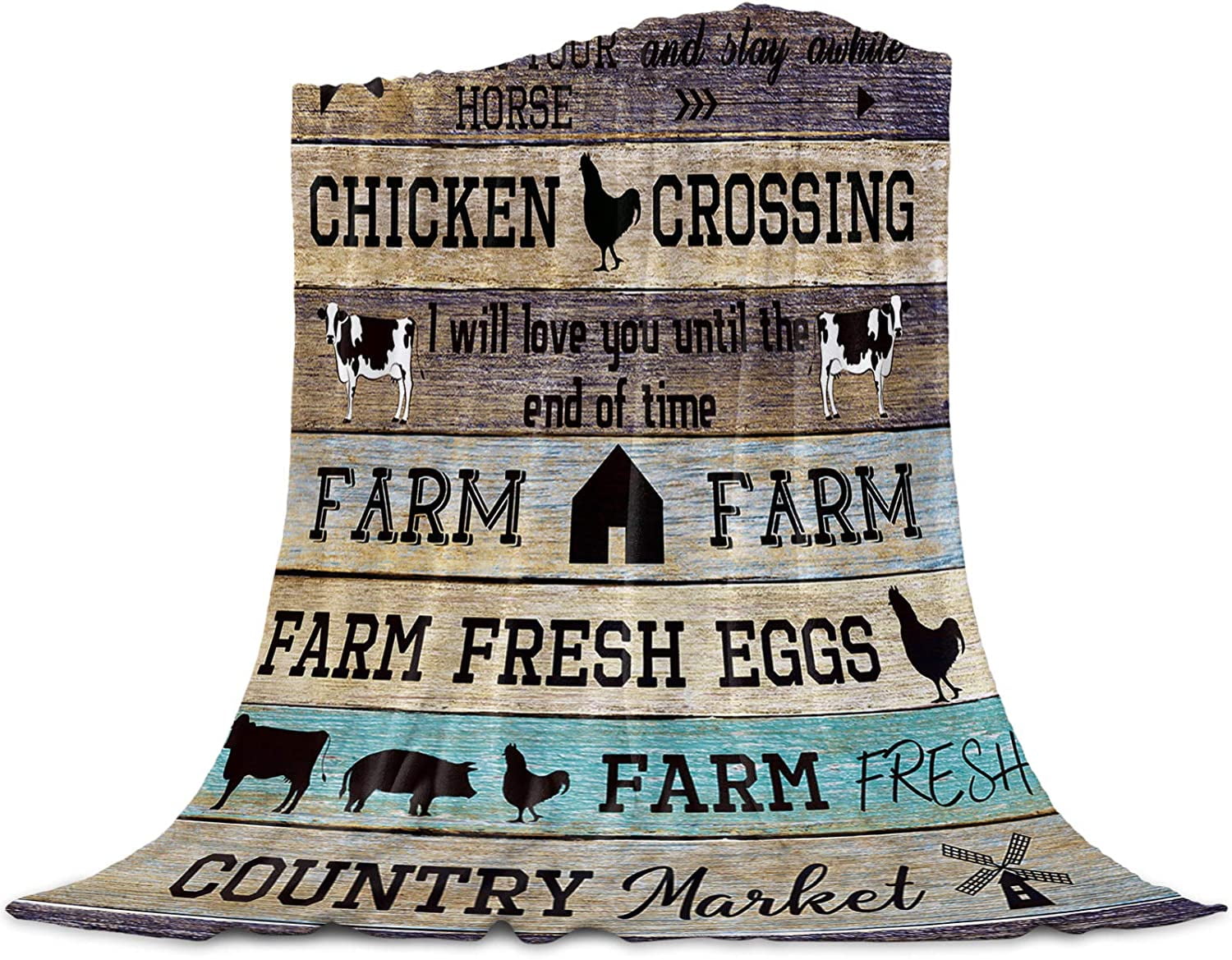 Farmhouse Blanket Super Soft Flannel Fleece Throw Blankets Farm Animal